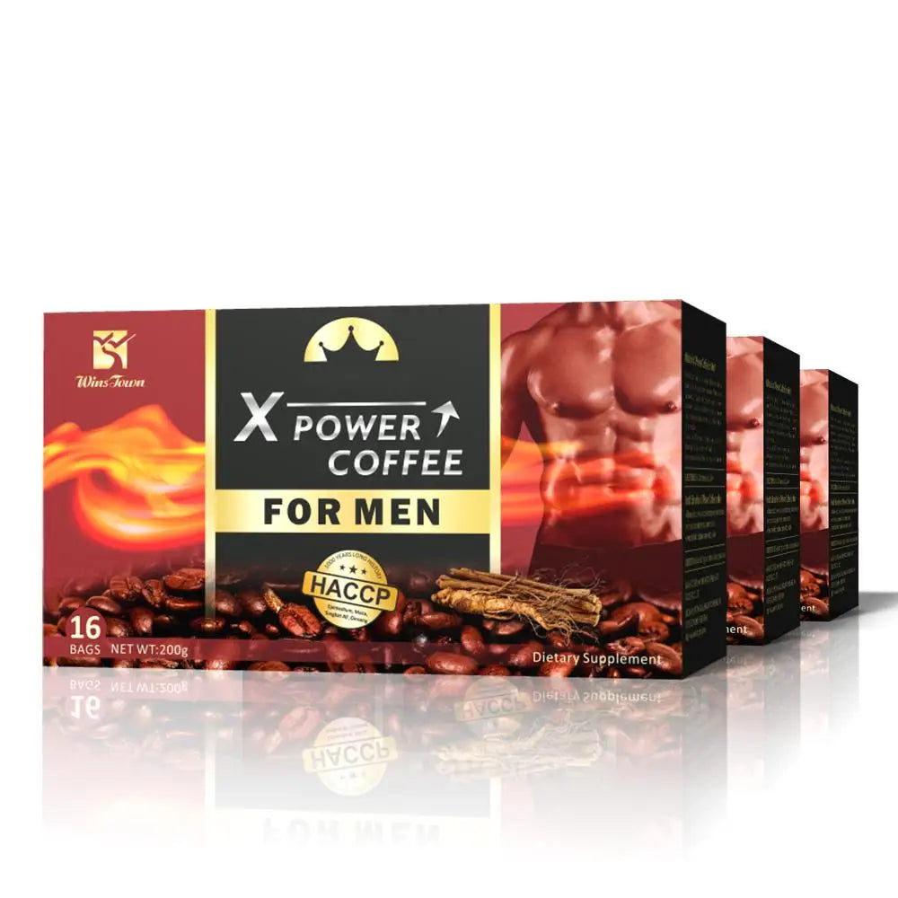 Private Label Energy Herbal Healthy Male Vitality Instant Black Maca Coffee Man X Power Coffee