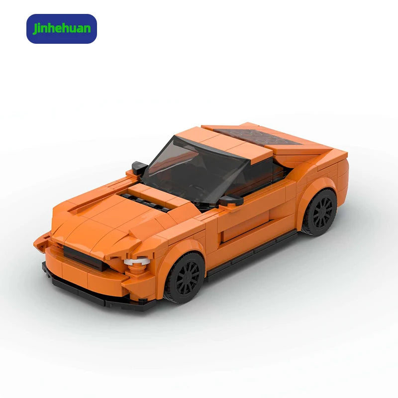 Mini Moc Bricks Model Vehicles Children Orange Pvc Sport Race Car for Girls Toys Car Paper Instructions Building Block Sets