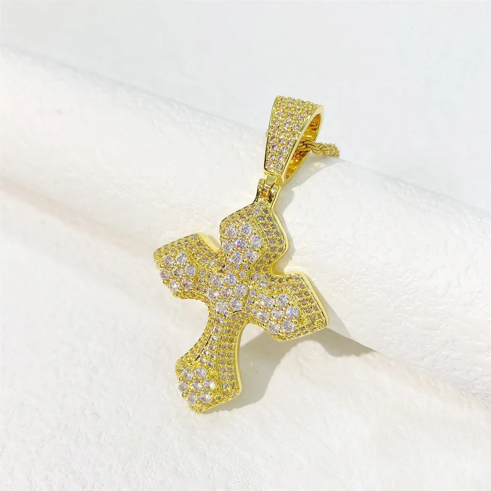 Fashion Cross Pendant Men 925 Sterling Silver VVS Moissanite Hip Hop Jewelry Iced Out Diamond Pendant Cross Charm Necklace