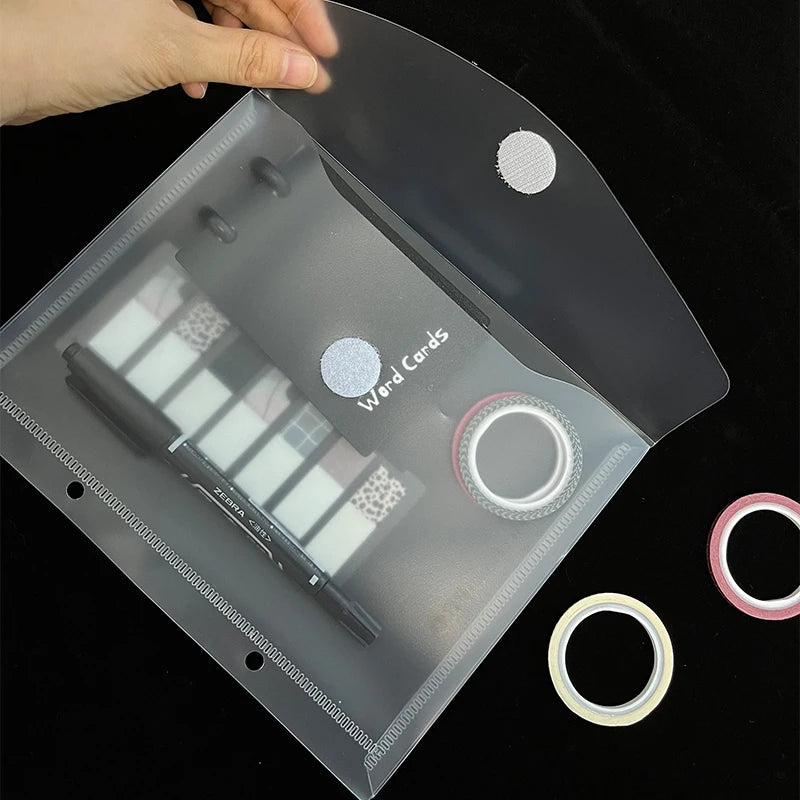 RINGNOTE A5 Size Transparent PP UV Printed Snap Button Document File Bag Plastic File Loose Leaf Disc Bound Envelopes