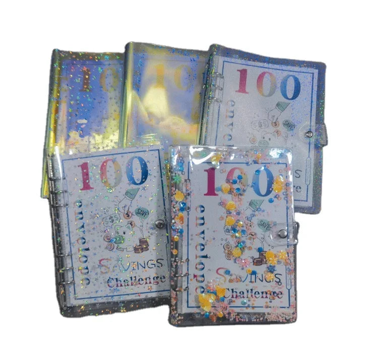 A5 Binder 6 Ring Spiral Notebook 100 Days Saving Book 100 Envelopes Money Saving Binder A5 Pvc Binder 100 Days Challenge Book