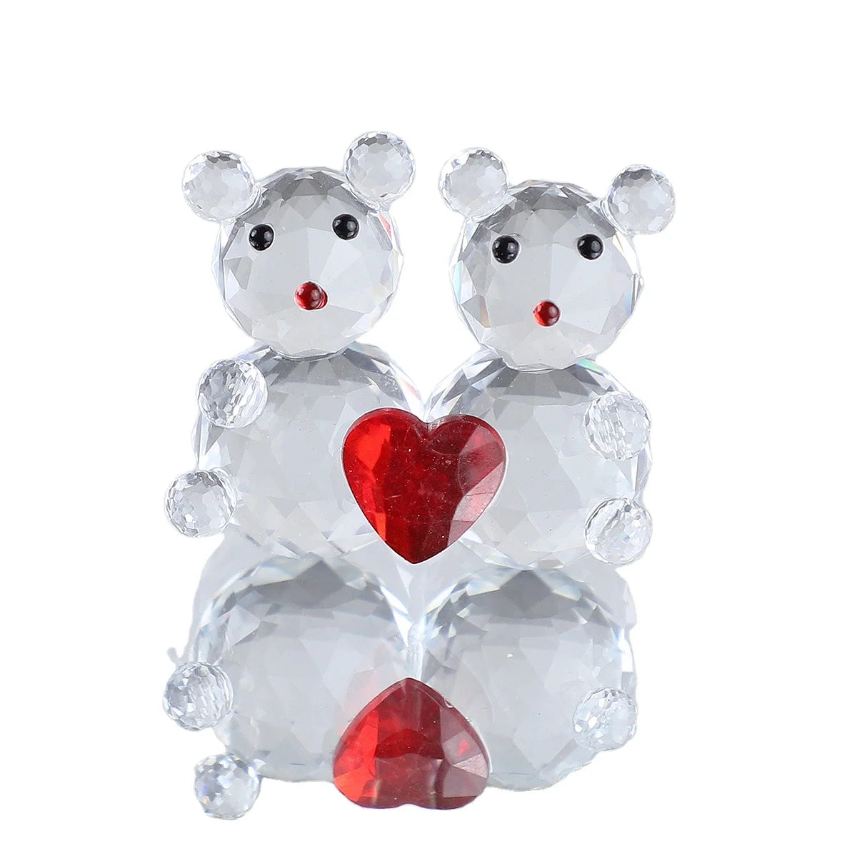 Table Decoration K9 Crystal Engraved Double Bear Cute Figurines Ornaments for Gift Sets
