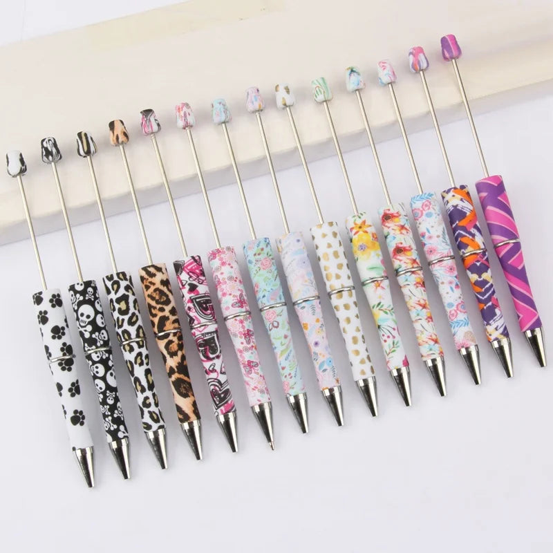Custom Logo Plastic Beadable Pens Colorful Bar Shaft Charms DIY Craft Hobby Handcraft Writing Gifts
