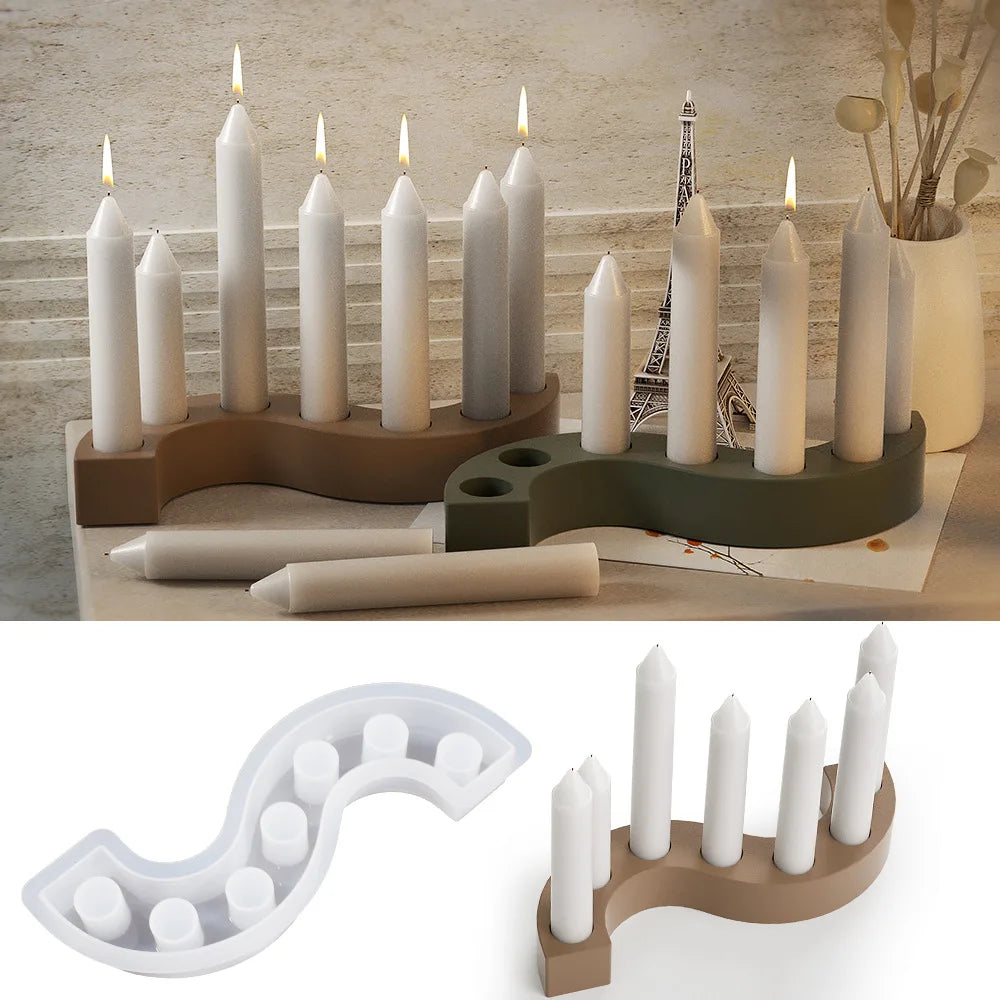 DIY 3D Candle Holder Silicone Mold for Candle Mold Plaster Resin Mold