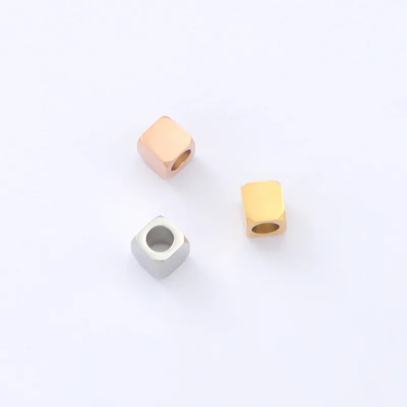 Stainless Steel Round Corners Square Bracelet Spacer Beads Gold Plated Large Square Loose Beads Fine Charm for Jewelry Making