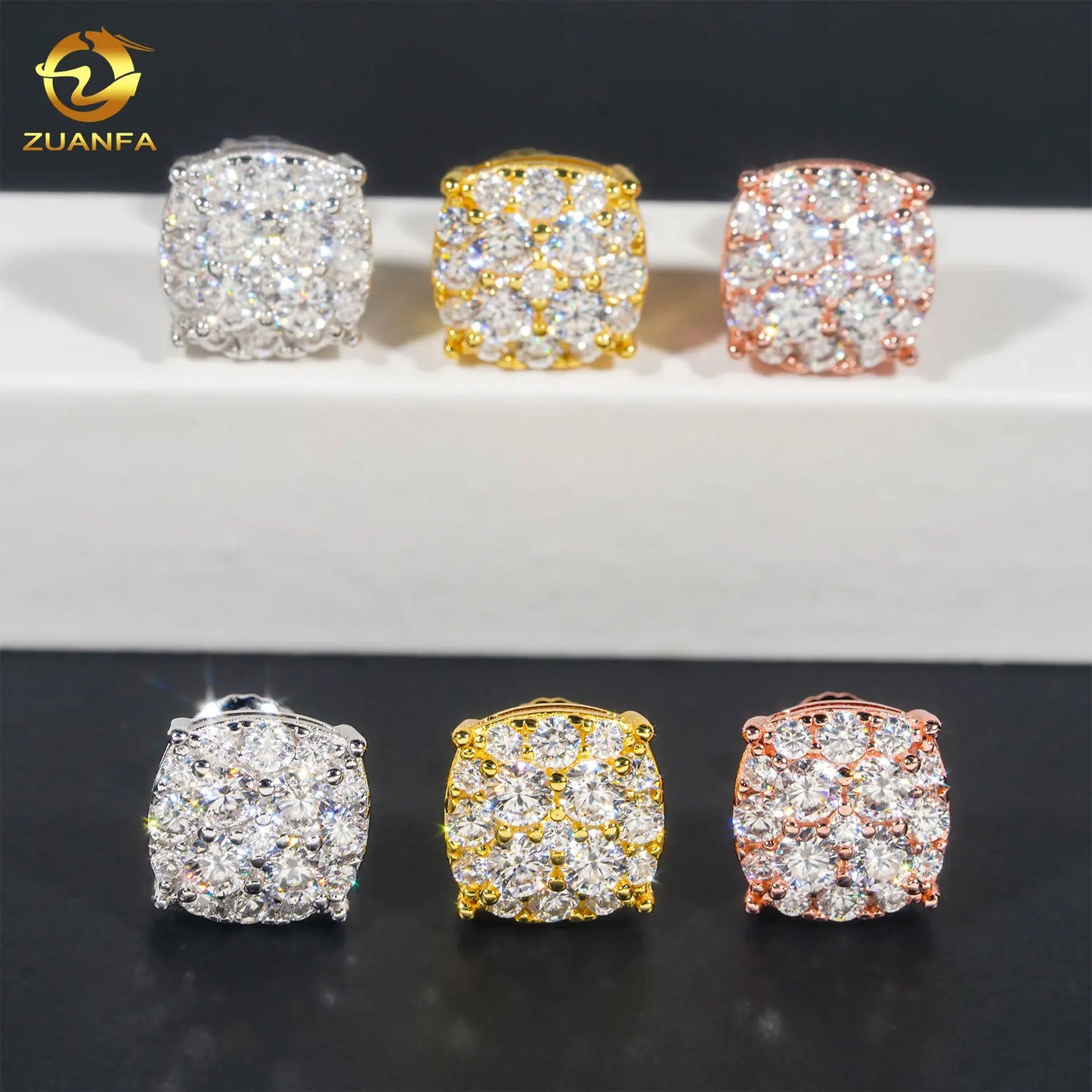 Wholesale 925 Sterling Silver Diamond Fine Jewelry Hiphop Stud Luxury Women Men Real Gold Cover Iced Out VVS Moissanite Earri