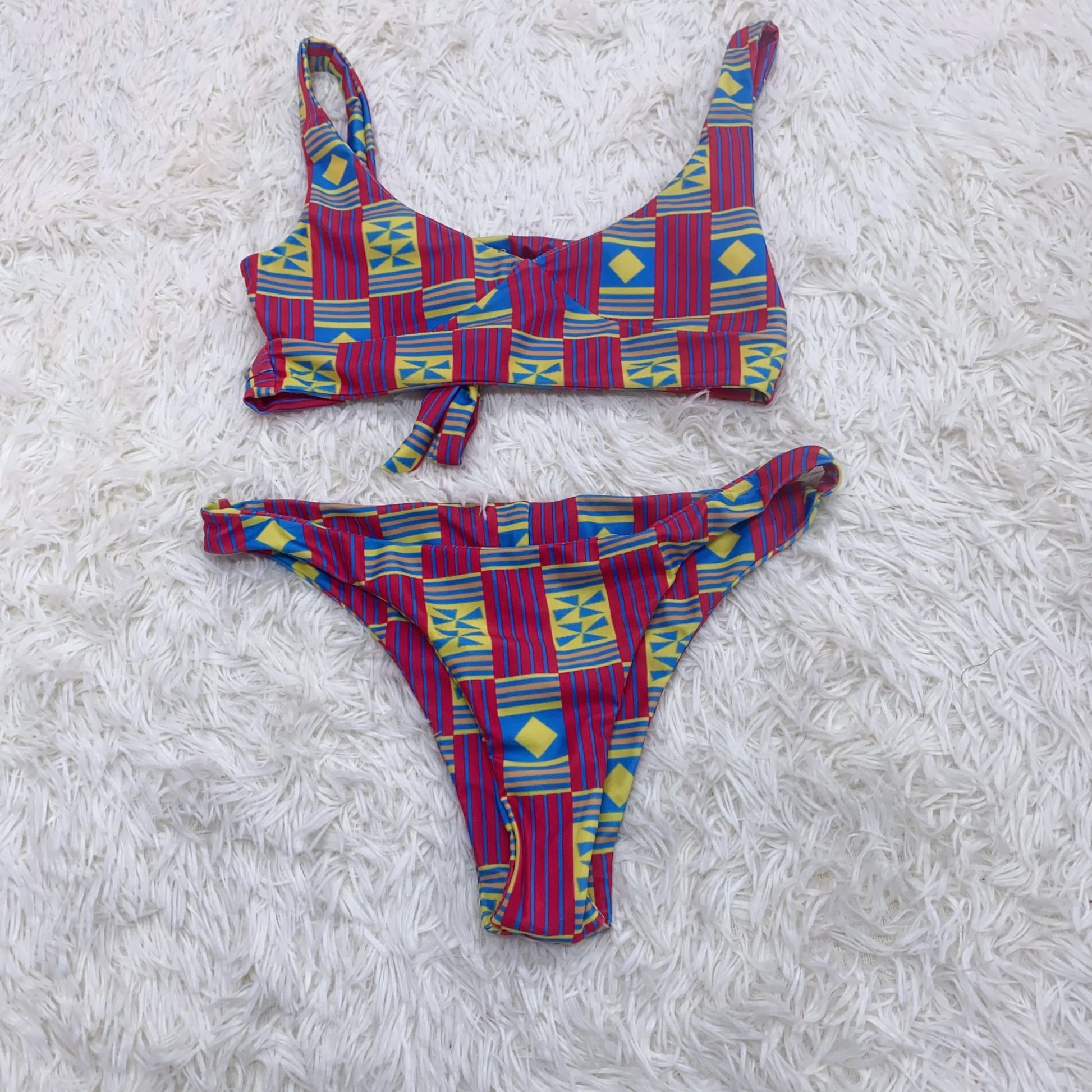 Women's Sexy Floral Bikini Swimwear Sublimation Print 2-Piece Bathing Suit with Thongs Bottom Beachwear