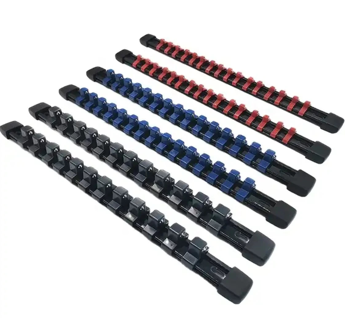 Magnetic Socket Organizer 6-Piece Heavy Duty Aluminum Socket Rack Holder Kit Socket Rail for Tool Box 1/2  3/8 1/4-Inch