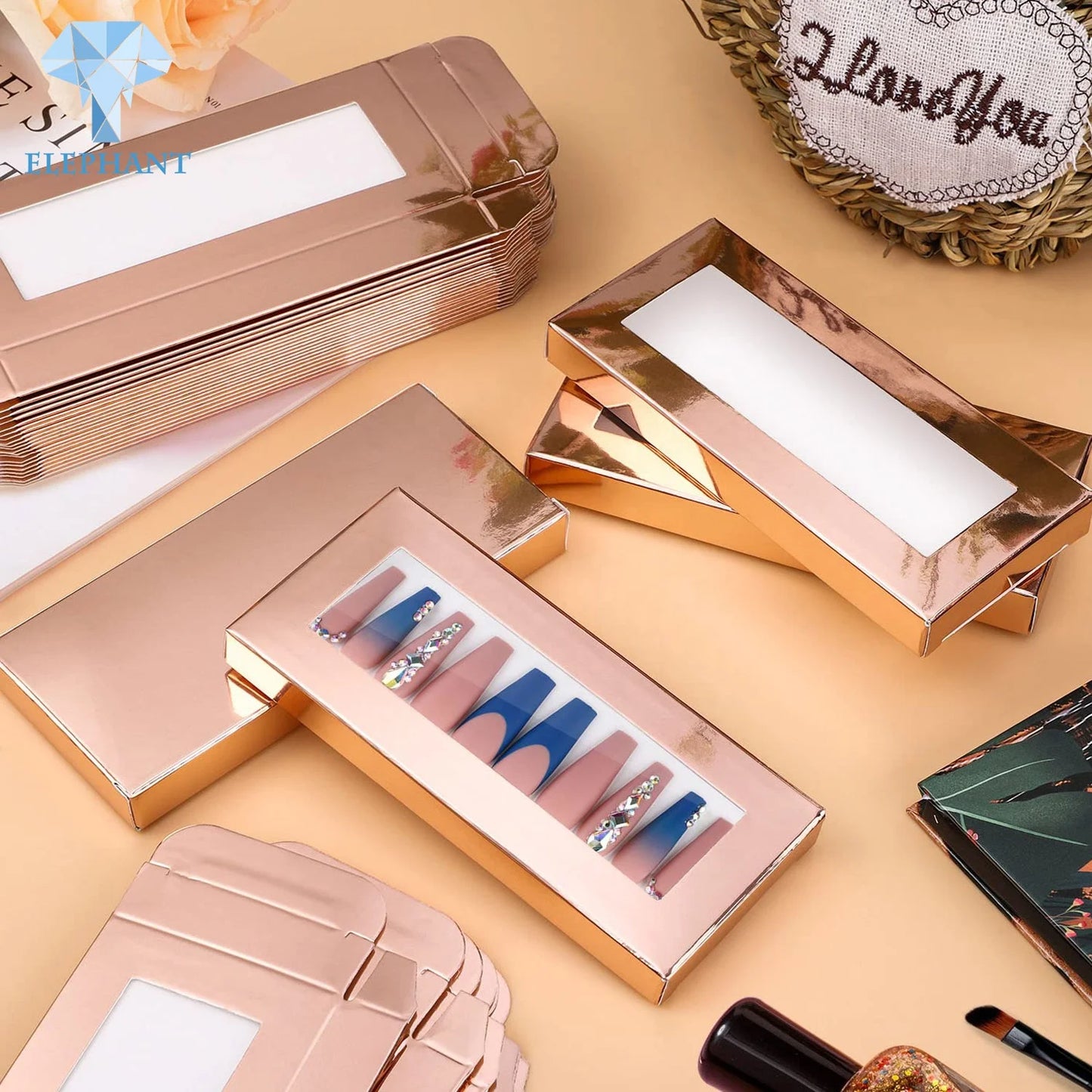 Luxury False Nail Packaging Box Custom Logo Printed Box Packaging Luxury Sill Press on Nails