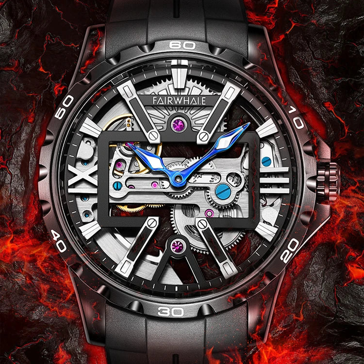 Top Branded Luxury Men Mechanical Wrist Watch Chronograph Rubber Strap 316L Stainless Steel Waterproof Automatic Watches