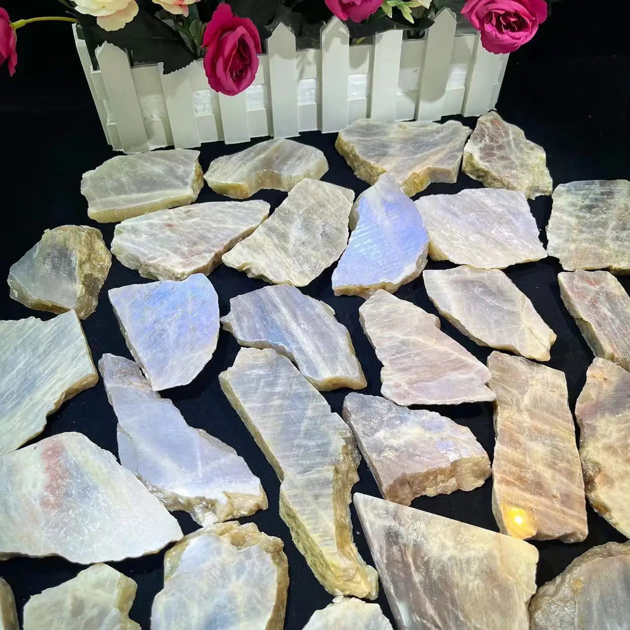 Wholesale High Quality Natural Crystal Slice Blue Moonstone Slab for Healing.