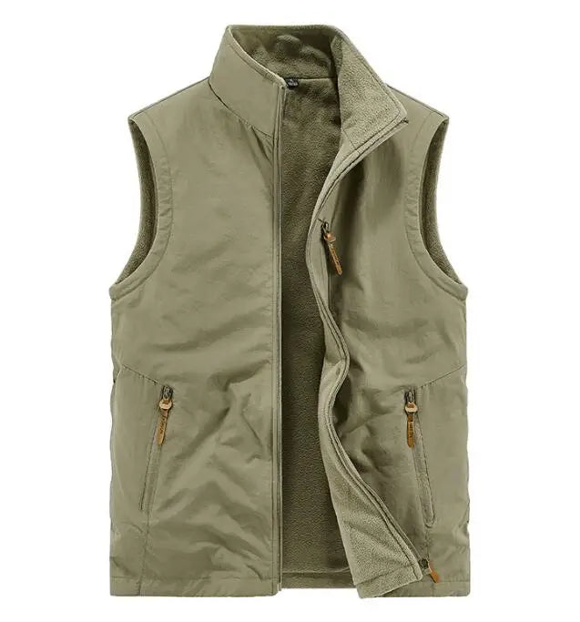 Wholesale Custom Outdoor Full Zip Fleece Vest Warm Casual Winter Vest Jacket Men's Sleeveless Outwear