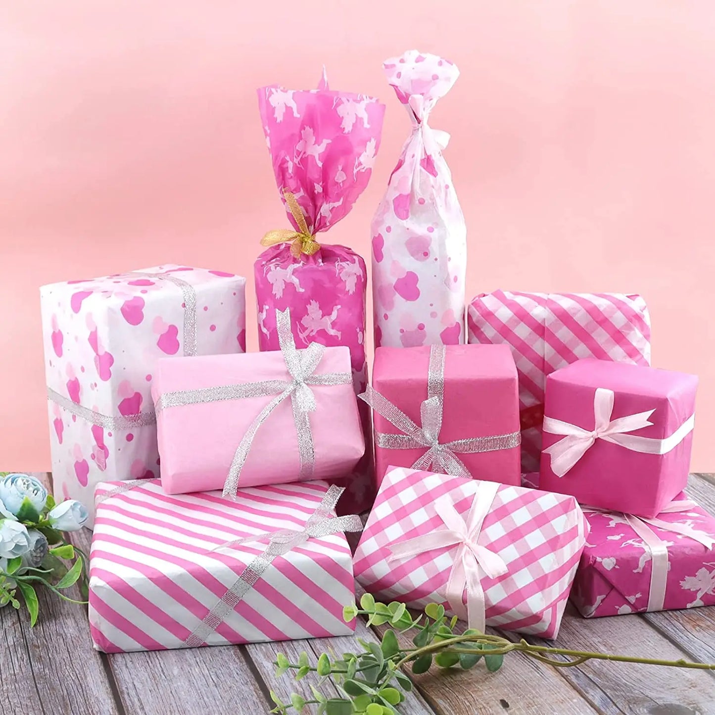 17gsm Eco-Friendly Pink Craft Paper Printed Logo Candle Wrapping San Valentin Papel De Regalo Compatible with Gravure Printin