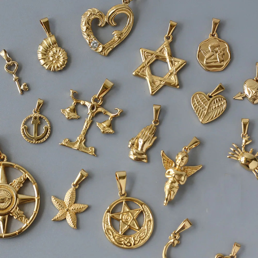 Fashion Stainless Steel Angel Pvd Coloured Anchor Crab Heart Libra Deer Seastar Key Pendant Charm for Necklace Bracelet Earri