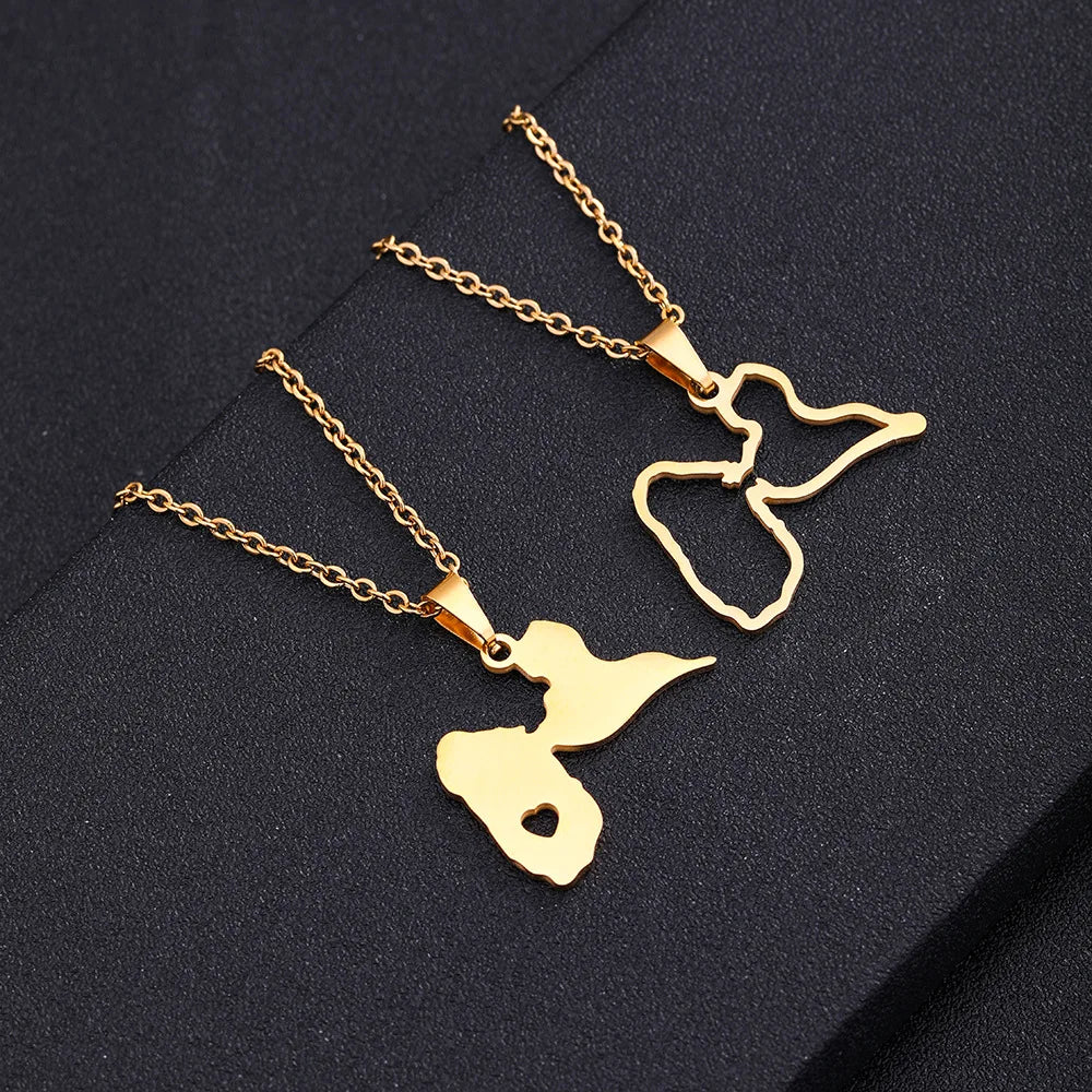 Manufacturer 18K Gold Plated Guadeloupe Map Chain Necklaces Stainless Steel Silver Guadeloupe Flag Pendant Necklace