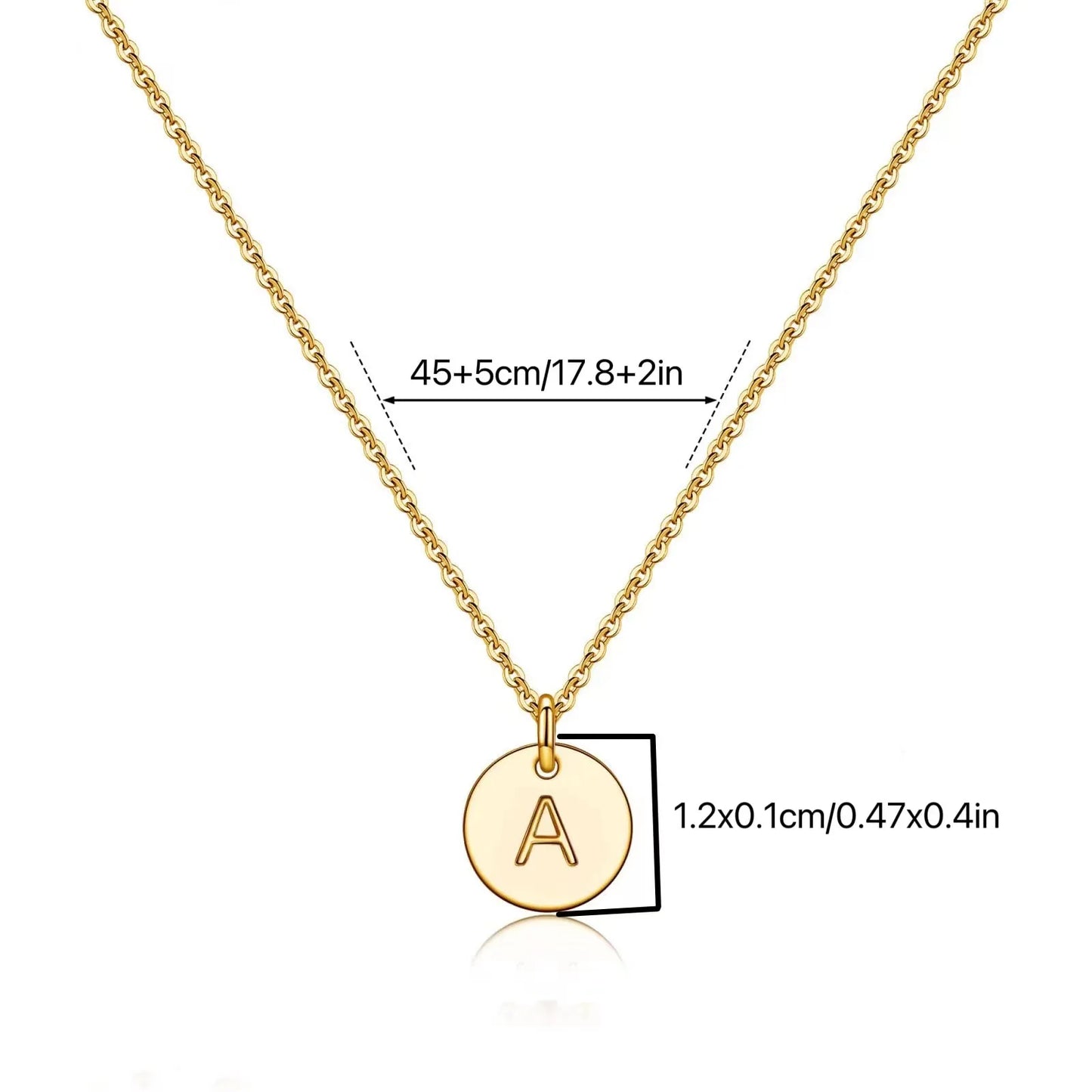 Trendy Round Disc Coin Pendant Necklace for Women Initial Letter a to Z Engraved Charm Party Gift Made From Brass