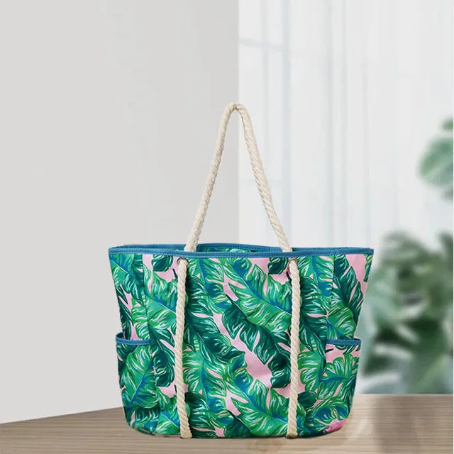 Large Capacity Handled Organic Canvas Shopping Bag Geometric Single Shoulder Beach Commute Fashion Accessory Customized Color