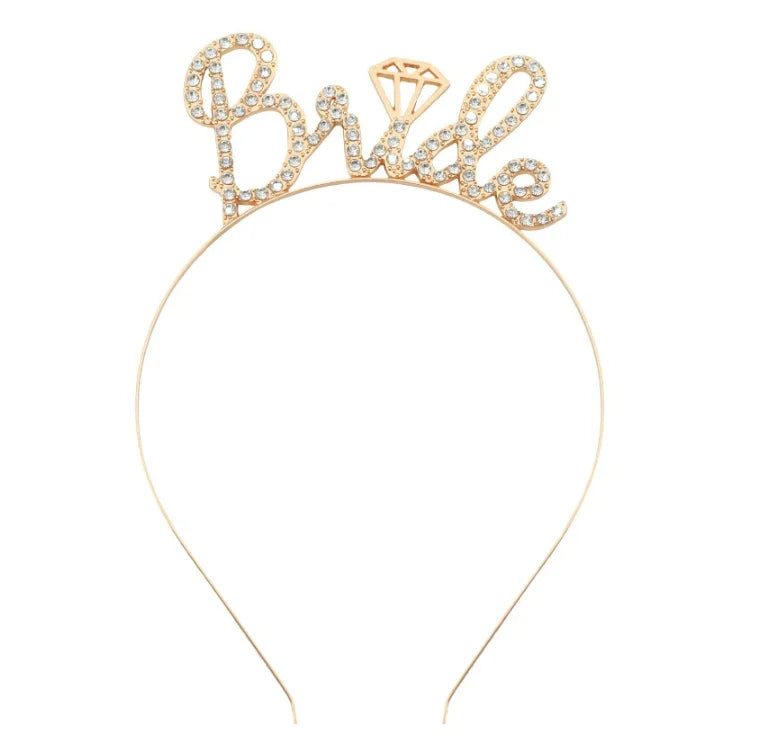 Rose Gold Bride Alloy Headband Bachelorette Party Decorations Bride to Be Tiara Bridal Headband for Brides and Parties