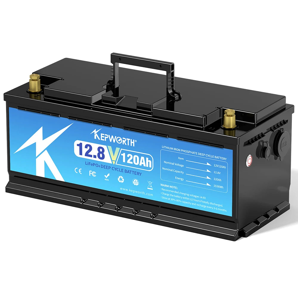 Deep Cycle 12V 120AH Lifepo4 Battery Pack Lifepo4 12.8V 100AH Lithium Battery with BMS for Inverter Boat Motor with 7A Charge