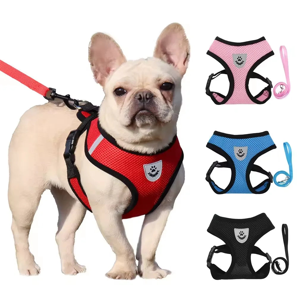 Adjustable Outdoor Mesh Simple Style Dog Harness Breathable Reversible Pet Harness Polyester Leash for Reflecting Your Canine