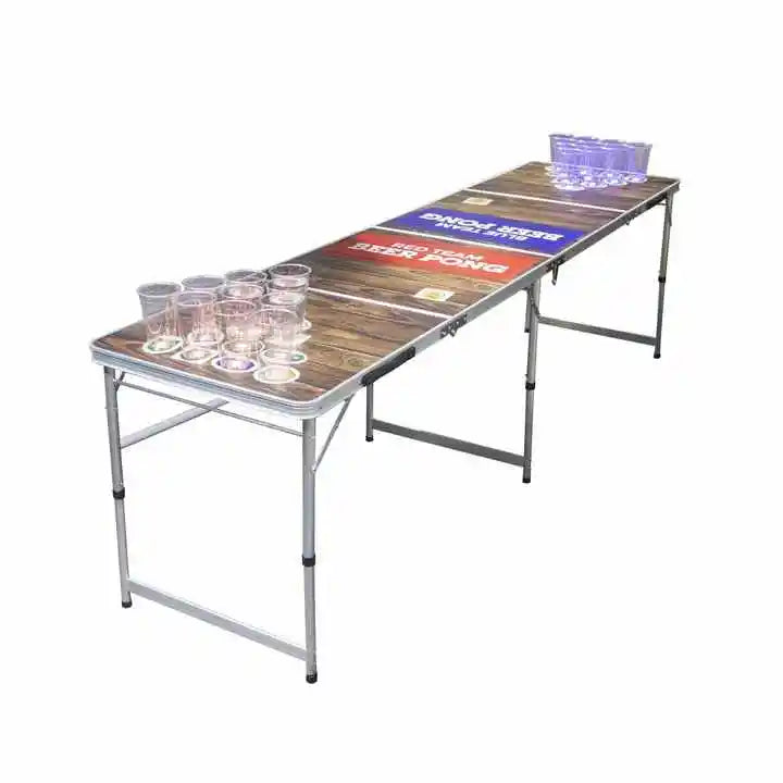 Foldable Waterproof Lightweight 8FT Beer Pong Table with Speaker LED Cup Holes Custom Design Commercial Use