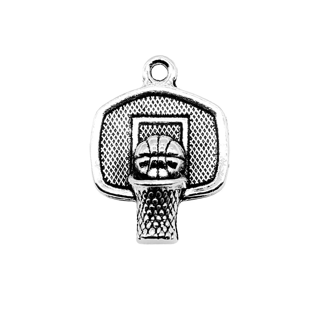 AA0160182 20x15mm Antique Silver Plated Zinc Alloy Basketball Charms Pendants