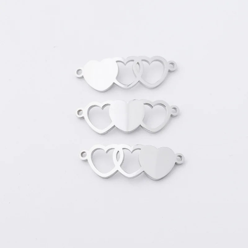 Best Price Heart-shaped Double-hole Stainless Steel Linker Love Creative Charm for DIY Jewelry Accessories Pendant
