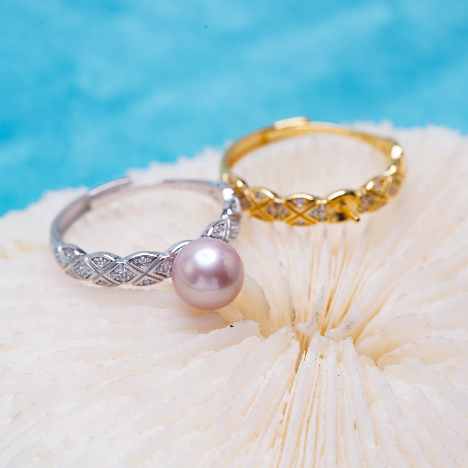 R010998 DIY 7-8mm Natural Freshwater Pearl Ring Accessory 925 Sterling Silver Adjustable Size Engagement Jewelry Ring for Wom