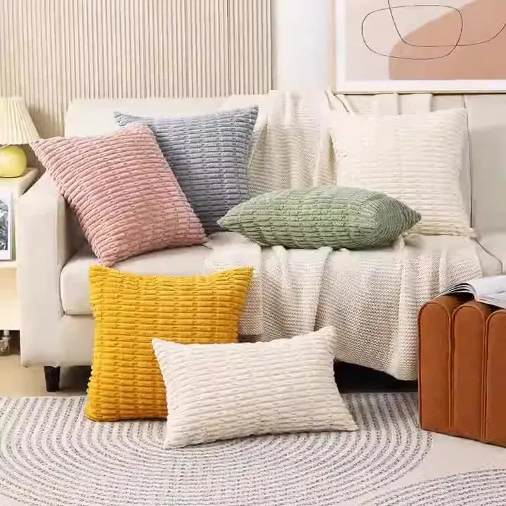 New Arrival Modern Simple Luxury Nordic Corduroy Solid Color Square Cushion Cover for Living Room Home Sofa Decoration