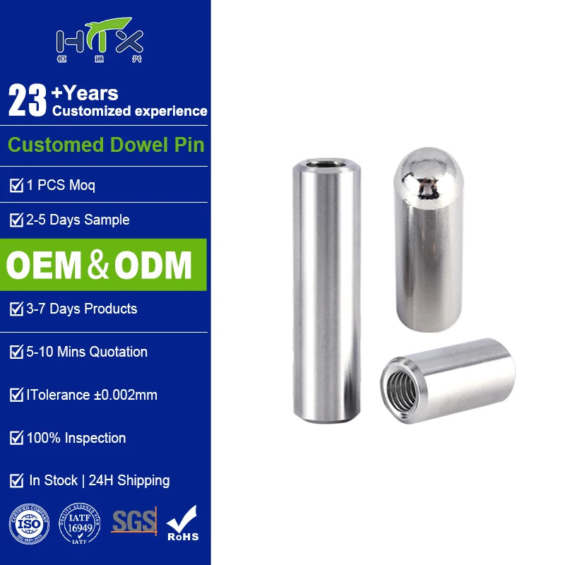 Alloy Steel Dowel Pins Threaded 8mm Stainless Steel Pin 5mm Diameter High Strength Cylindrical Pins