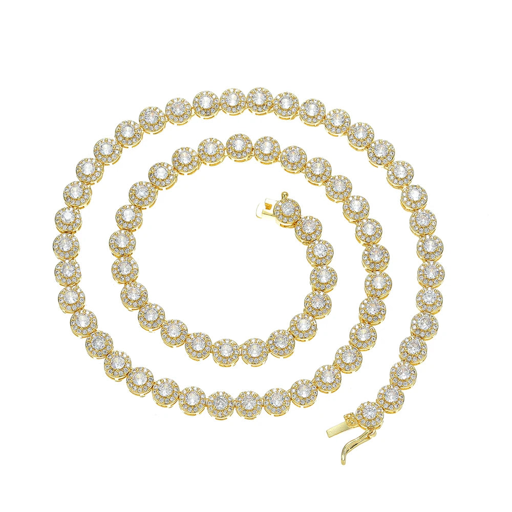 BC246   6mm Fashion Female Chain Hip Hop Necklace Brass CZ Chain Necklace for Party Gift