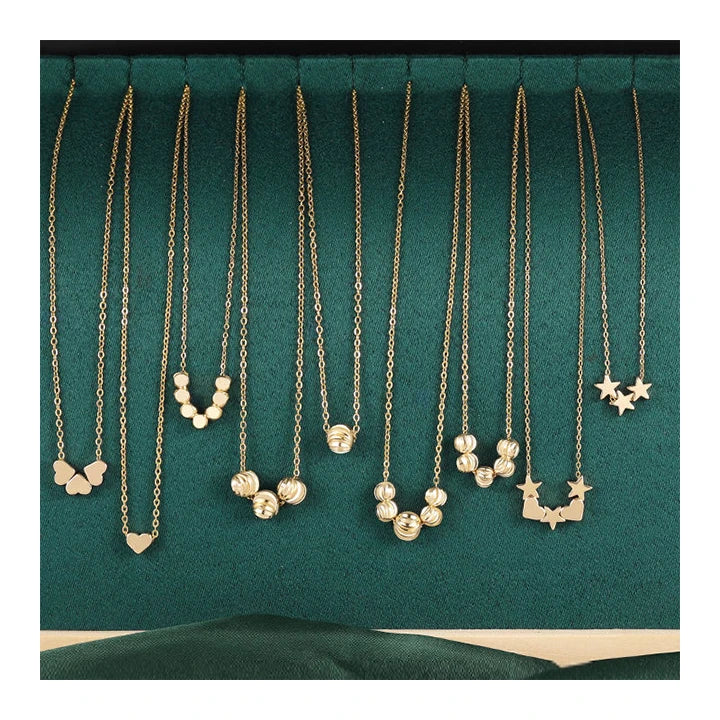 HOVANCI Custom Luxury Women Jewelry Manufacturer 18K Gold Plated Stainless Steel Star Heart Ball Pendant Necklace for Women