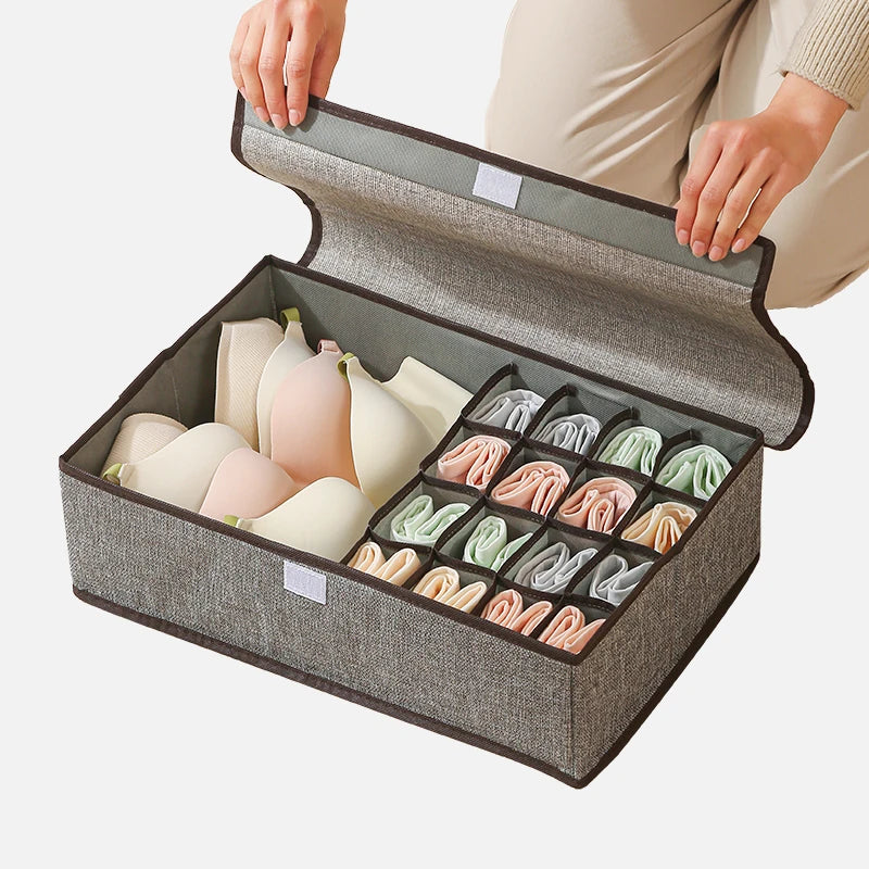 Household 13 17 Grids Underwear  Socks Storage Closet Storage Divider Organizer Foldable Box with Lid