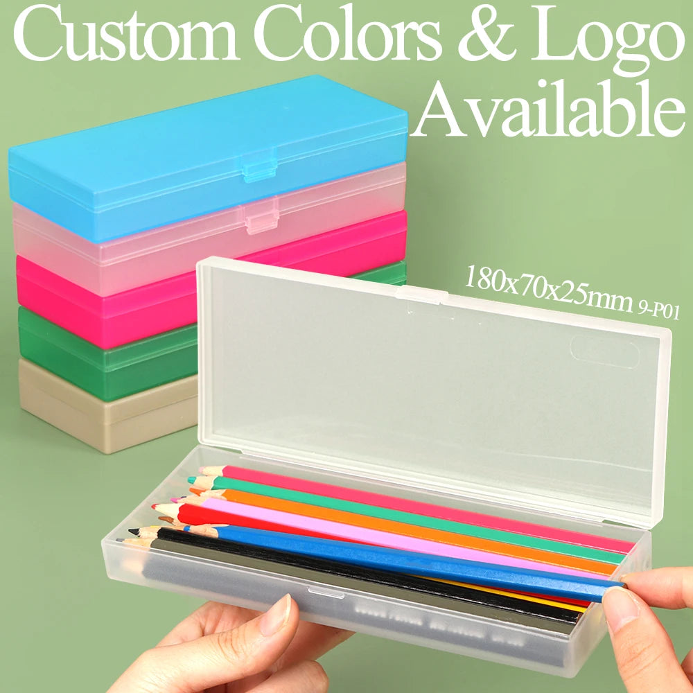 YUZMEI Plastic School Pen Box Pencil Case 180x70x25mm Stationery Case Kids Pencil Box for School Office Markers Pencil Contai