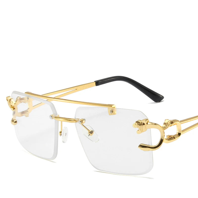 2024 Personality Internet Celebrity Matching Glasses Diamond-encrusted Twin Frameless Sunglasses Fashion Street Photo Sunglas