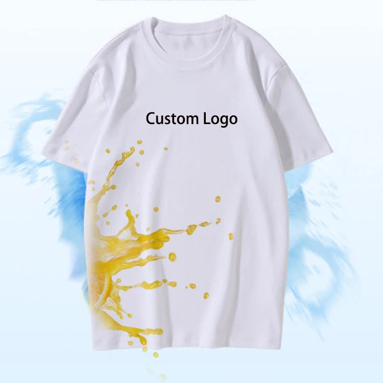 Custom logo Summer Oversized Skin Friendly Men's T-shirt Waterproof Oil Proof and Stain Proof 190gsm Mercerized Cotton T-shir