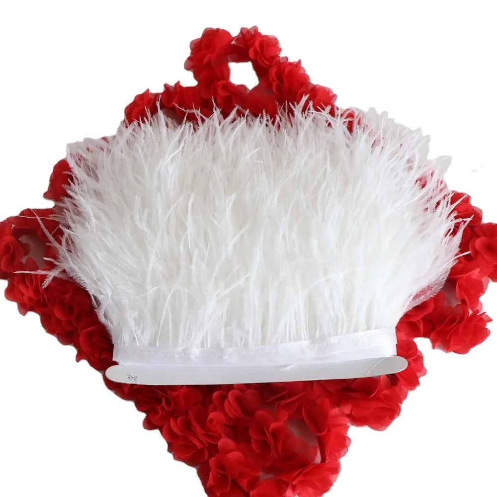 8-10cm Ostrich Feather Lace Fabric Trimming 55 Colors Natural Ostrich Feathers Fringe Dyed Cheap Accessory for Clothing Desig