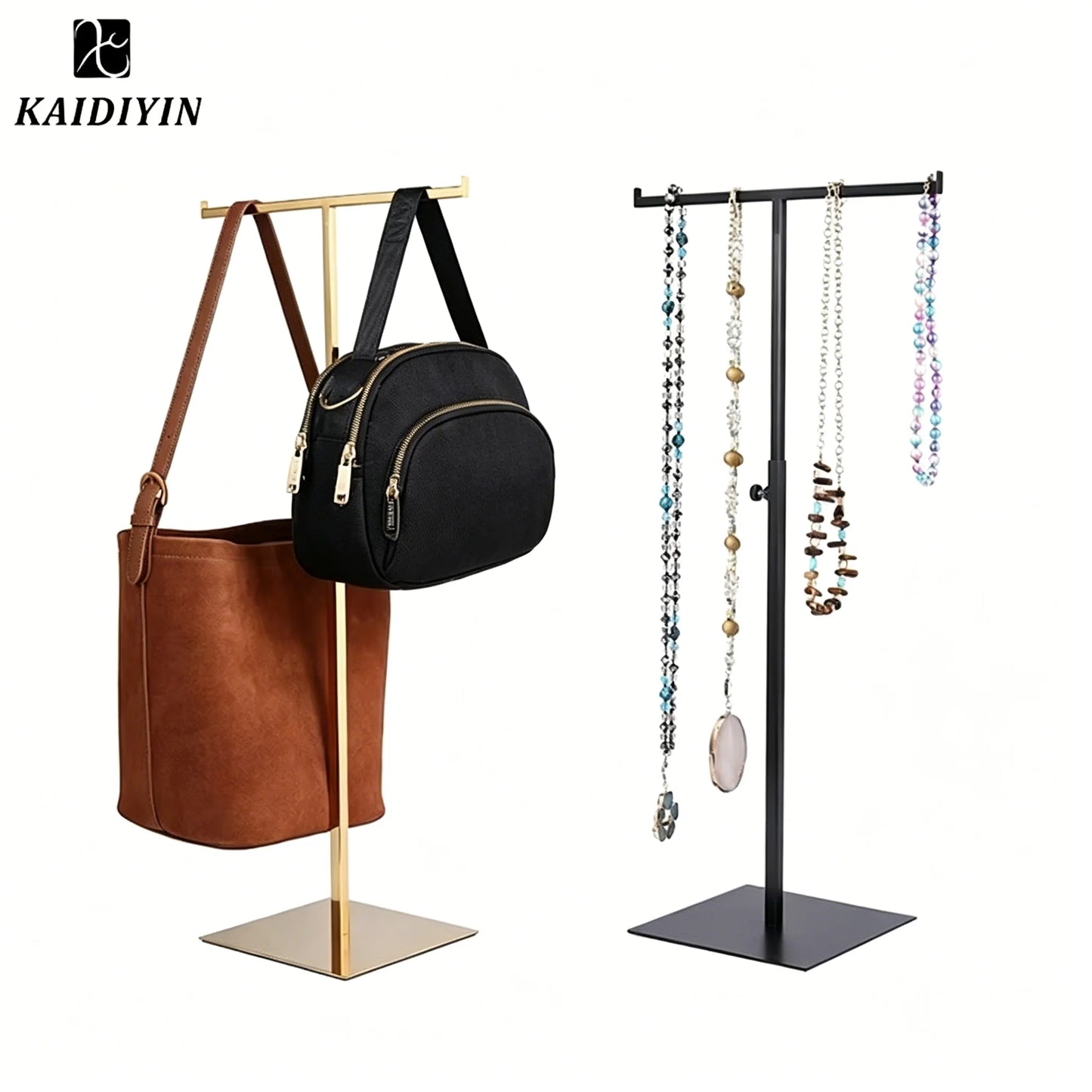 Factory Sales Adjustable Height Stainless Steel T-Bar Display Stand Black Countertop for Jewelry Scarf for Retail Display Rac