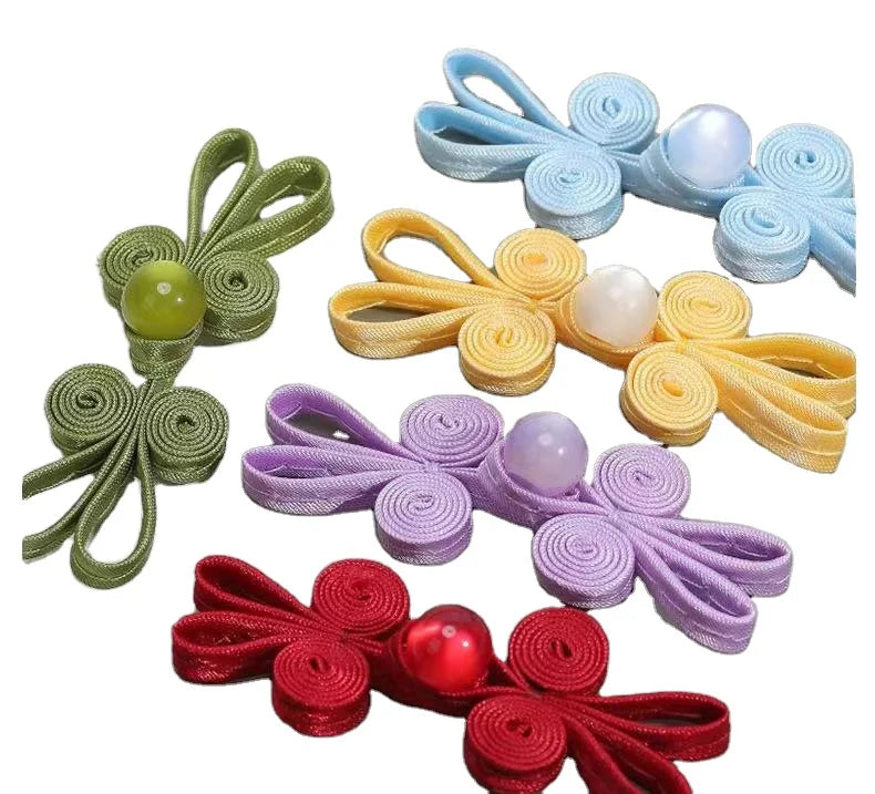 Vintage Button Chinese Knot Frog Style With Cloth and Glass Beads Red China Custom Chinese Knot Buttons