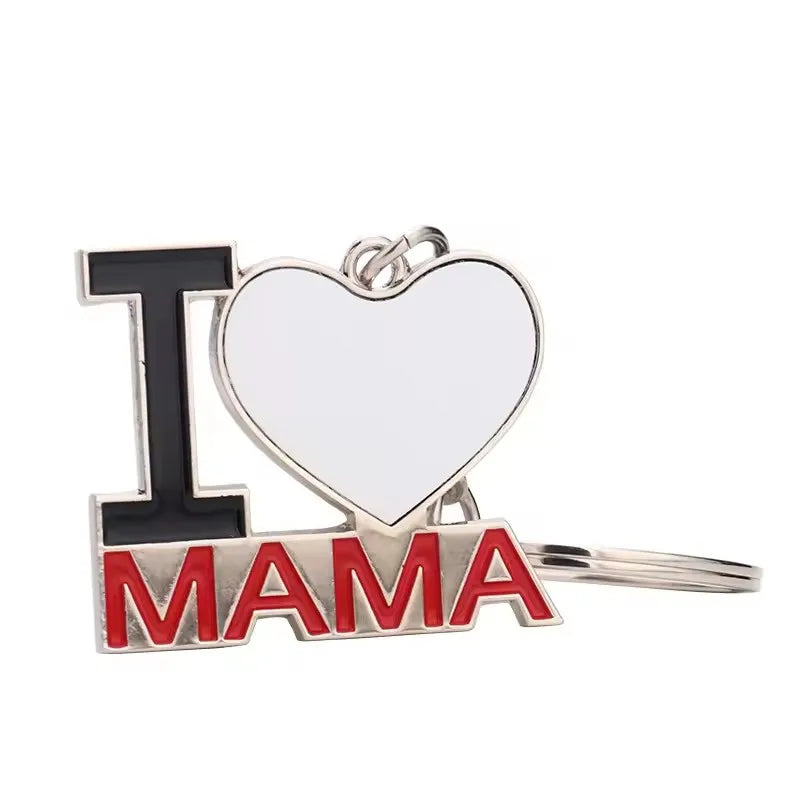 FastSub Metal Heart Helmet Keychain Blanks for Mother's Day-Custom Sublimation Mom Keychain