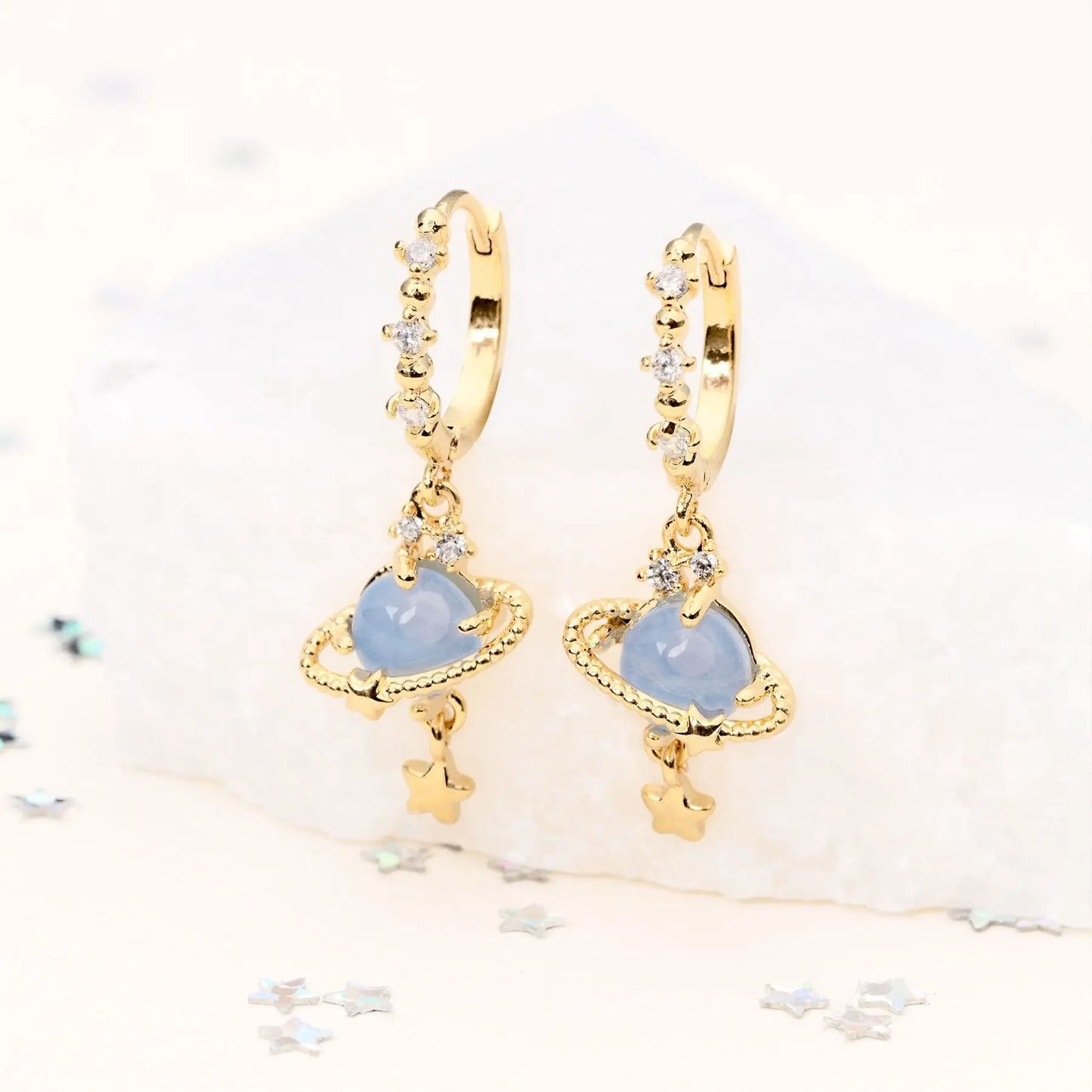 ZUOLA 18K Gold Plated Eco-friendly Brass Geometric/Star 5A Zircon Trendy Drop Earrings for Women