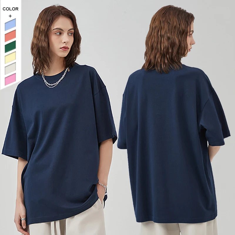 Spring/Summer New Earth Color Series Loose Short Sleeved Solid Round Neck Lightweight T-shirt Pure Cotton Men's Trendy T-shir
