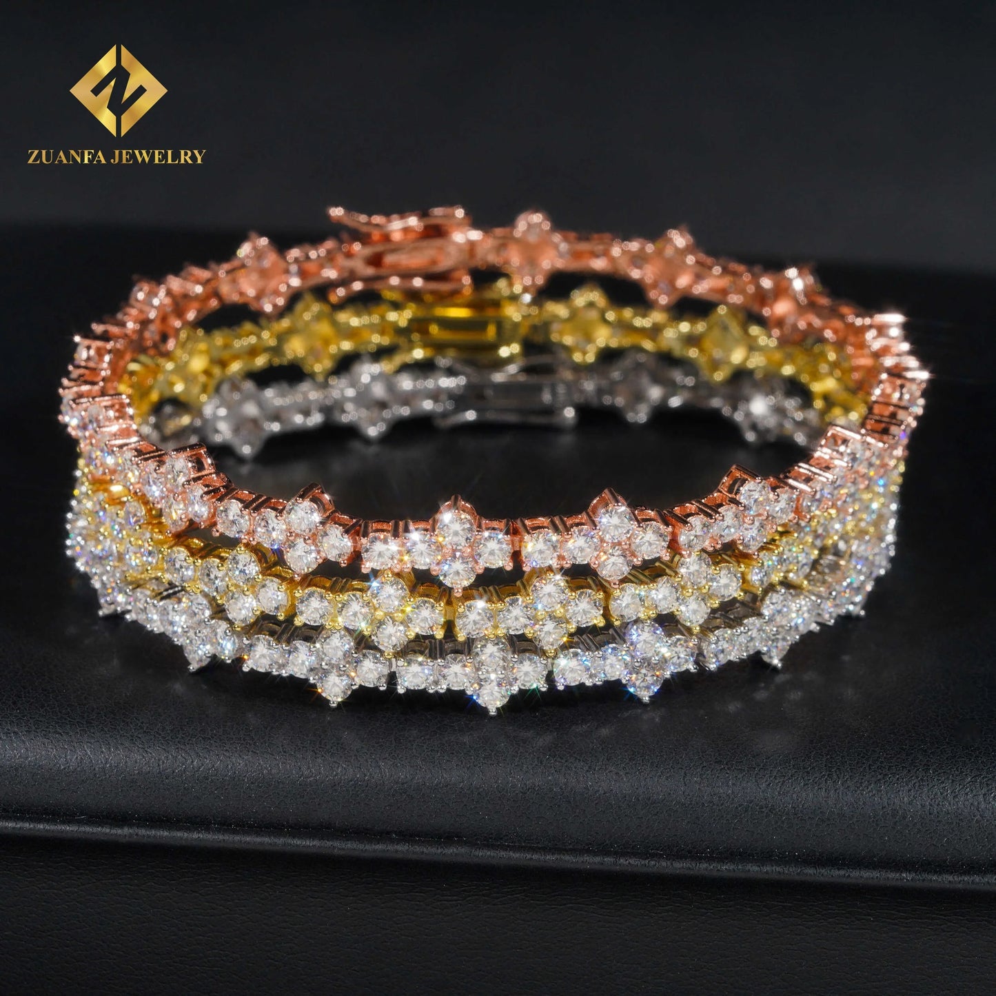 Pass Diamond Tester 3mmWholesale Price Iced Out Hip Hop S925 Silver  VVS1 Moissanite Diamond Cross Hip Hop Tennis Chain Brace