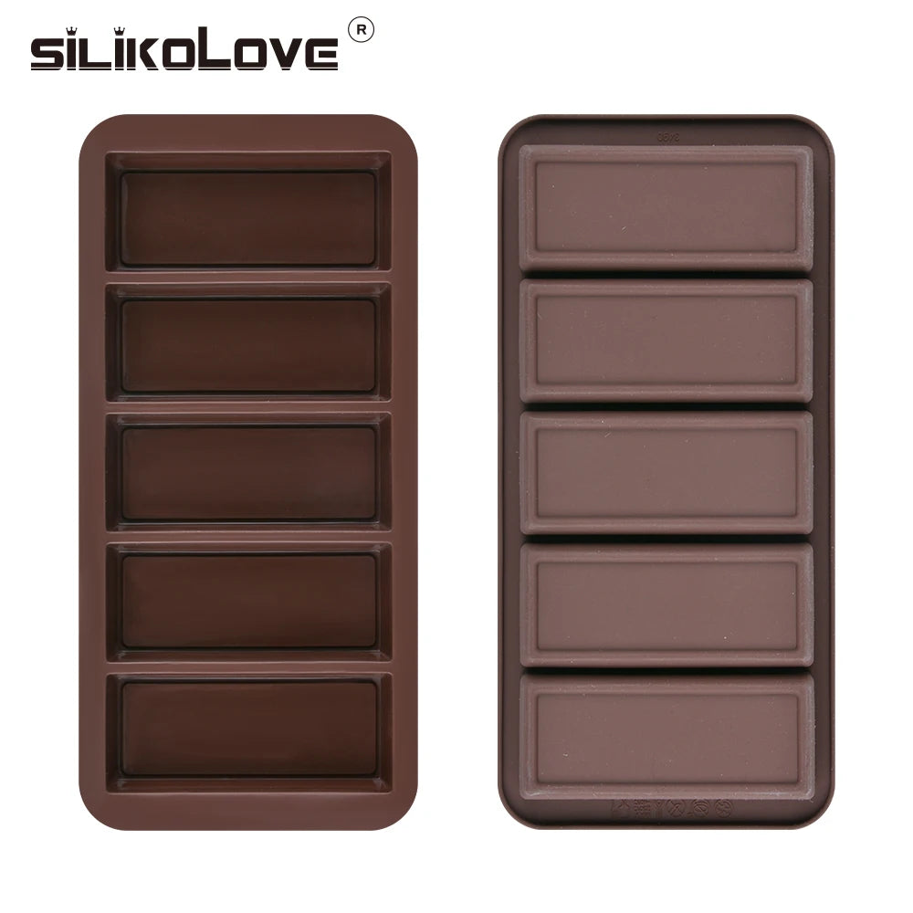 SILIKOLOVE 5 Cavity Silicone Mold for Baking Muesli Bars Cookies Candy Silicone Blocks Mould