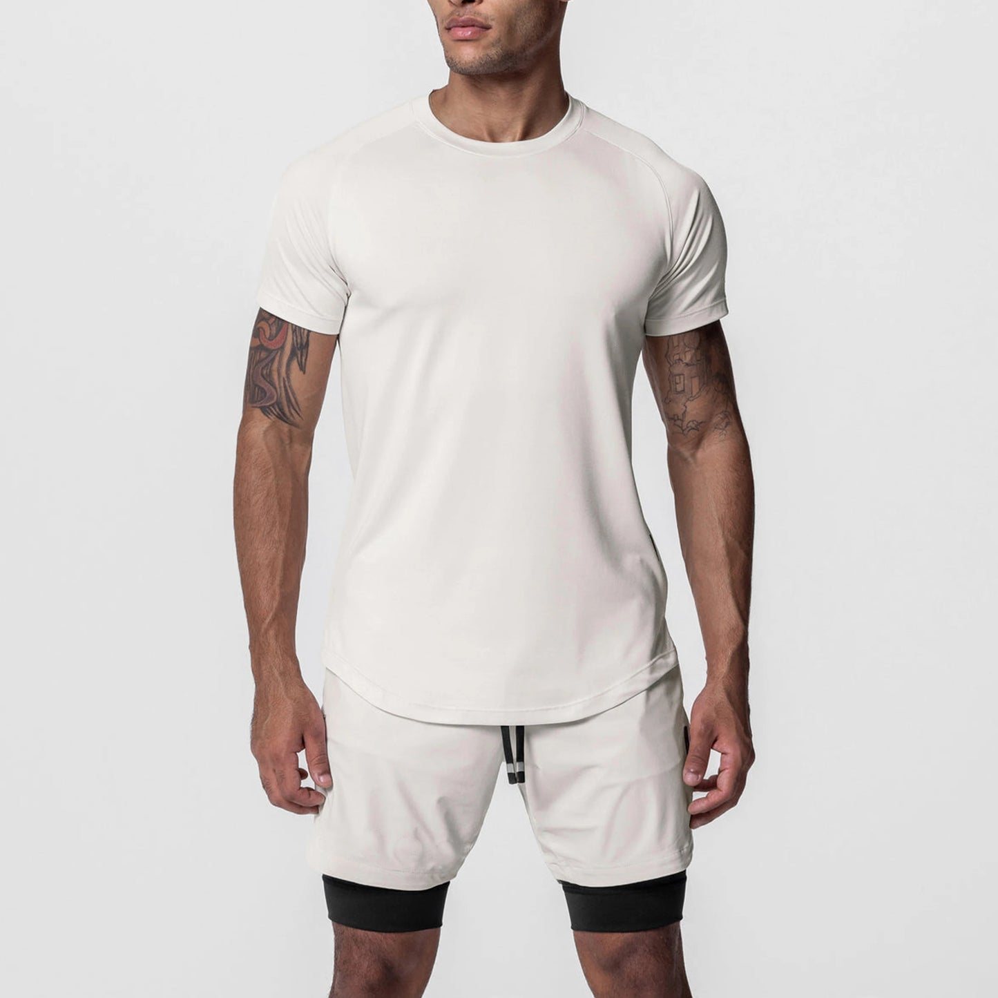 Men Sports Shirt Short Sleeve Plain Running Gym Workout Top Training Quick Dry Tshirt