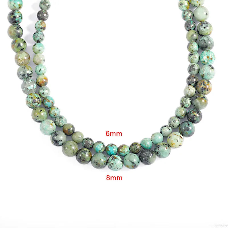 Wholesale Smooth Beads for Jewelry Making DIY Handmade Crafts Natural African Turquoise Gemstone Loose Beads 6mm 8mm 10mm