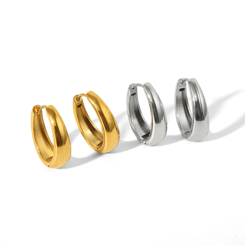 Classic 316L Titanium Steel 18K Gold Plated Geometric U Shape Hoop Earrings for Women Boucle Doreille Bijoux
