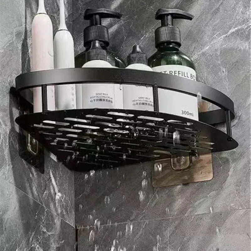 Bathroom Shelf Corner Space Aluminum Bathroom Triangle Basket Shower Room Storage Rack Wall Mounted
