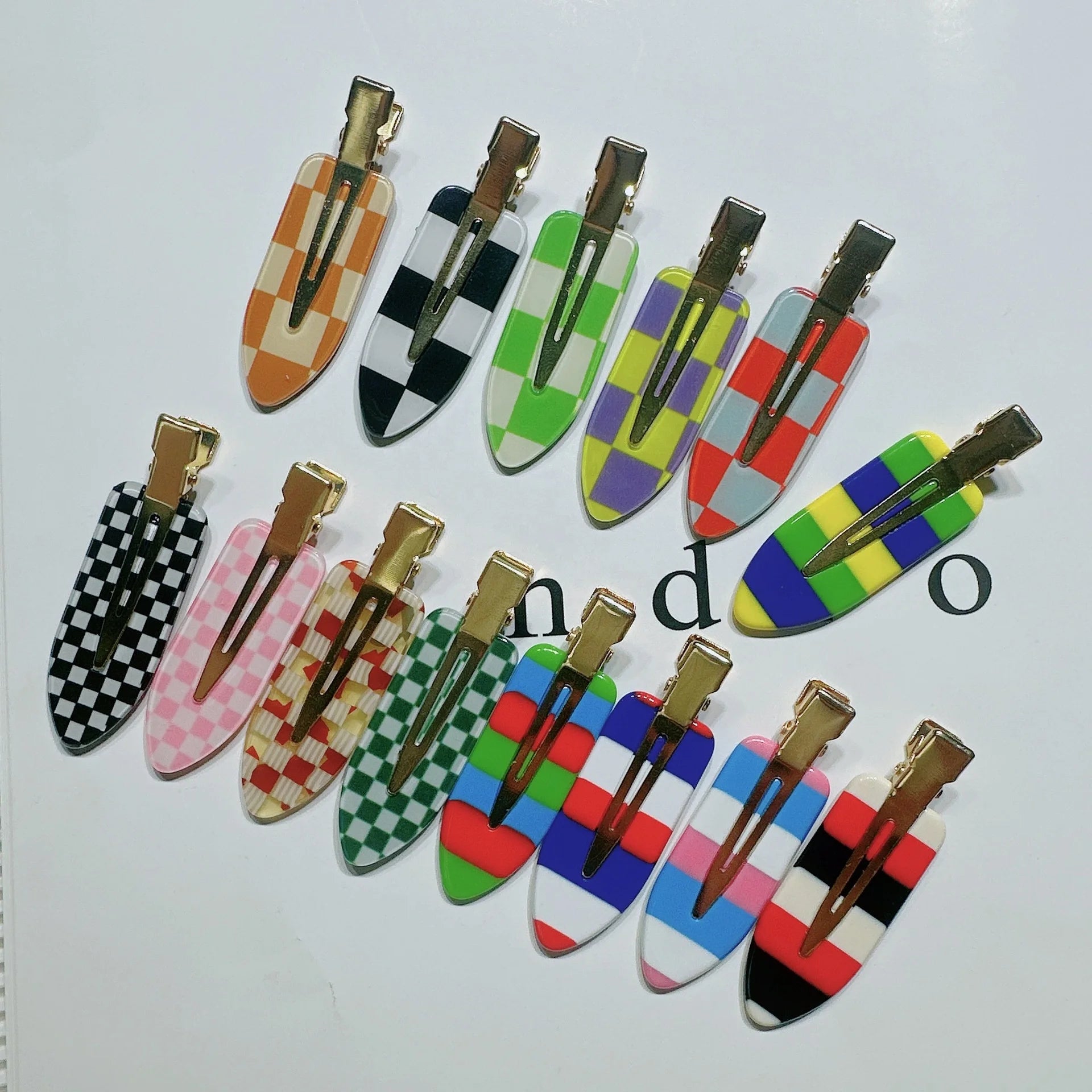 Shovel Duck Bill Flat Dent Bangs Salon Makeup Check Hair Clips Traceless Creaseless Crease Less No Bend Checkered Hair Clip