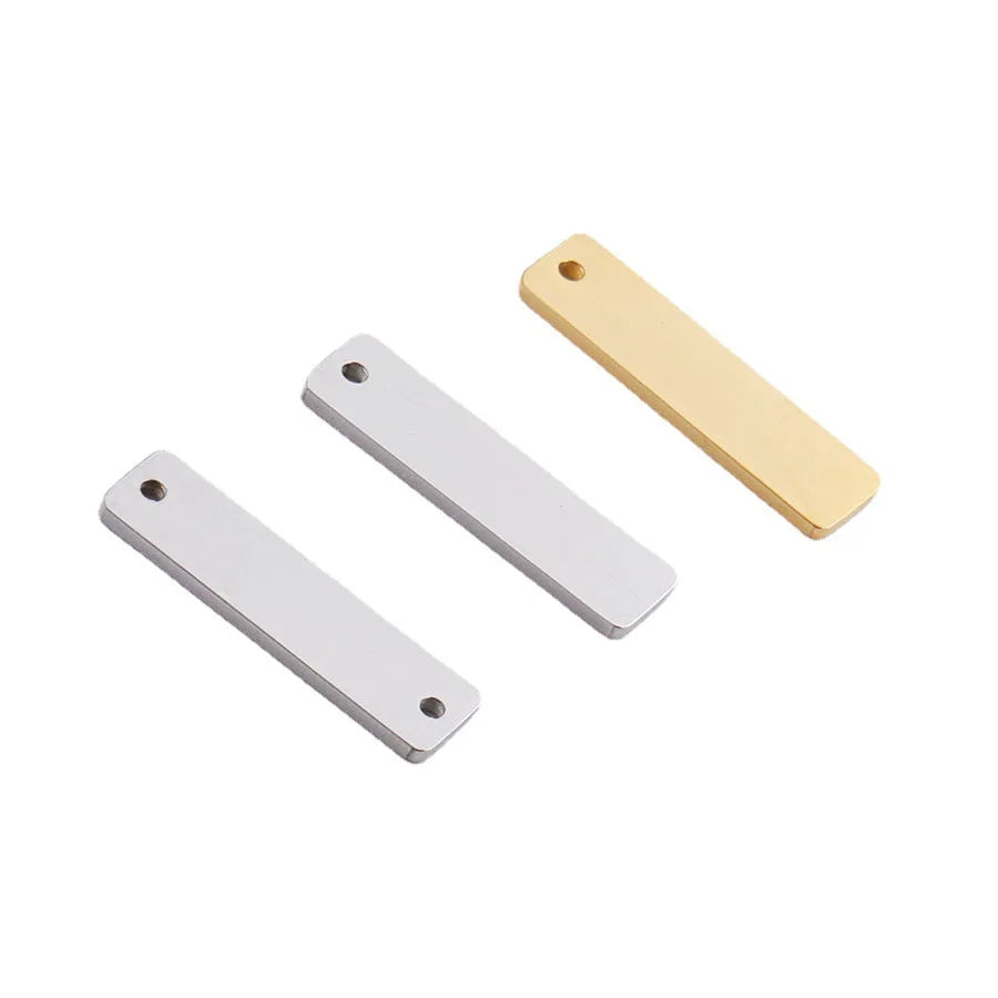 Factory Customization Personalized Mirror Polished New Pattern Stainless Steel Rectangle Connector Hangtag Bracelet Charms